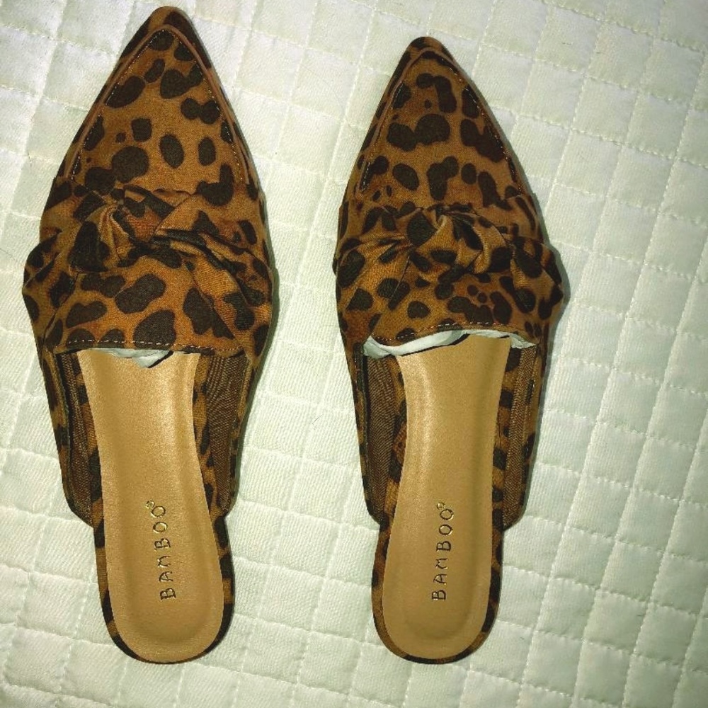 Bamboo Leopard Mules Size 8